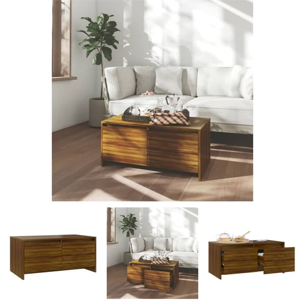 The Living Store sofabord 90x50x41,5 cm konstrueret træ brun egetræsfarve -  Sofaborde
