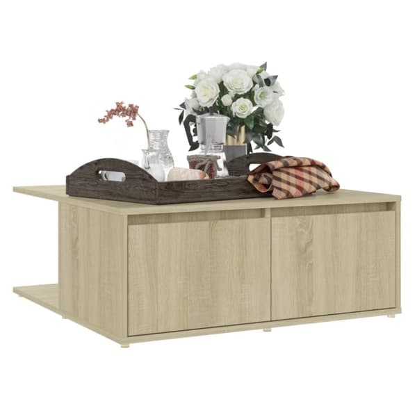 The Living Store Soffbord sonoma-ek 80x80x31 cm konstruerat trä -  Soffbord