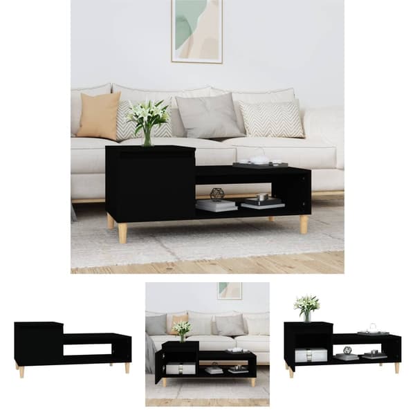 The Living Store Soffbord svart 100x50x45 cm konstruerat trä - Soffbord