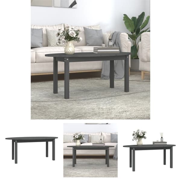 The Living Store sofabord 110x55x45 cm massivt fyrretræ grå -  Sofaborde