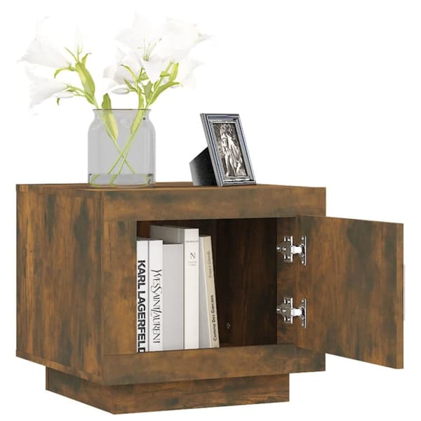 The Living Store sofabord 51x50x45 cm konstrueret træ røget egetræsfarve -  Sofaborde