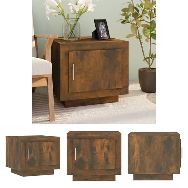 The Living Store sofabord 51x50x45 cm konstrueret træ røget egetræsfarve -  Sofaborde
