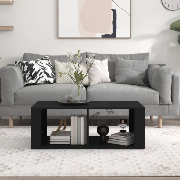 The Living Store Soffbord svart 100x50x36 cm konstruerat trä - Soffbord