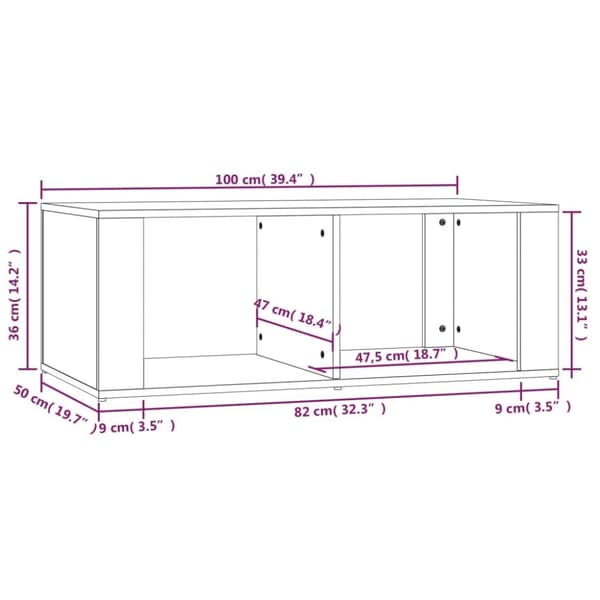The Living Store Soffbord svart 100x50x36 cm konstruerat trä - Soffbord