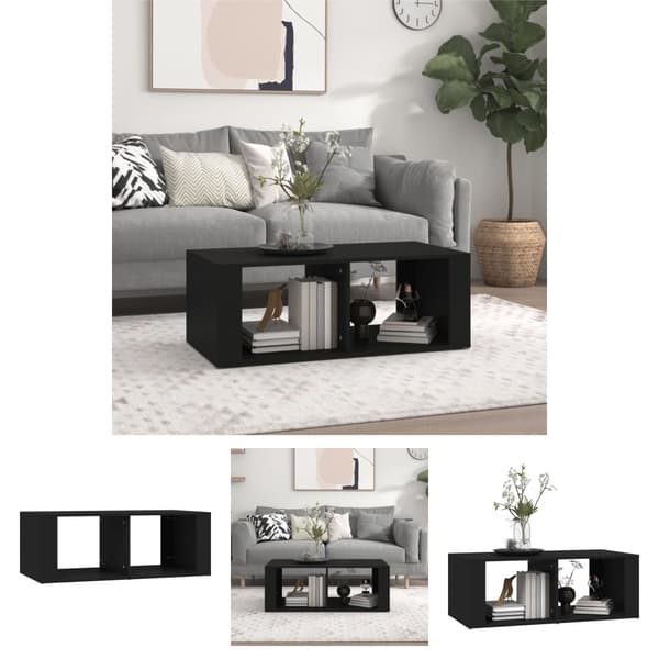 The Living Store Soffbord svart 100x50x36 cm konstruerat trä - Soffbord
