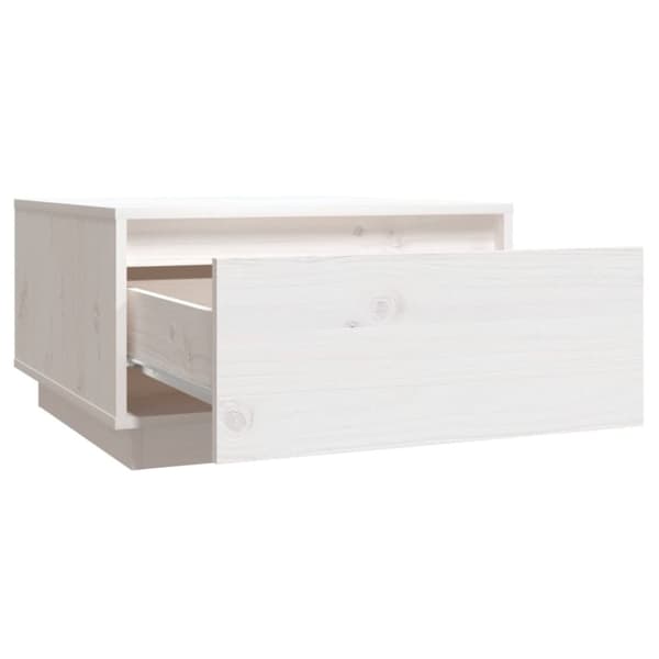 The Living Store sofabord 55x56x32 cm massivt fyrretræ hvid -  Sofaborde