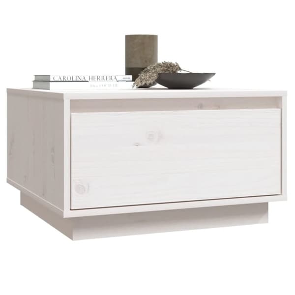 The Living Store sofabord 55x56x32 cm massivt fyrretræ hvid -  Sofaborde