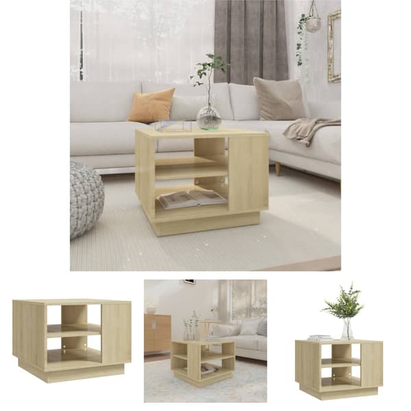 The Living Store sofabord 55x55x43 cm spånplade sonoma-eg -  Sofaborde