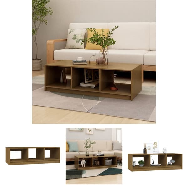 The Living Store Sohvapöytä hunajanruskea 110x50x34 cm täysi mänty -  Kahvipöydät