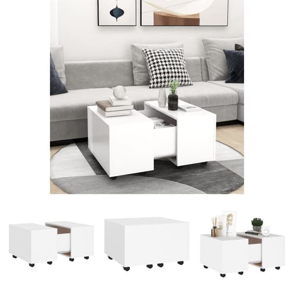 The Living Store Soffbord vit 60x60x38 cm spånskiva -  Soffbord