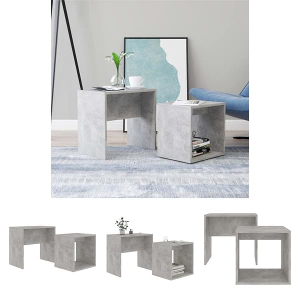 The Living Store Soffbord set betonggrå 48x30x45 cm konstruerat trä - Soffbord