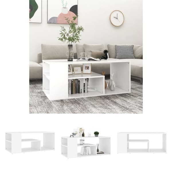 The Living Store sofabord 100x50x40 cm spånplade hvid -  Sofaborde