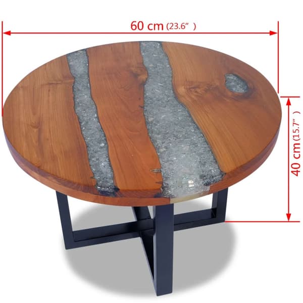 The Living Store sofabord i teaktræ og plastik 60 cm -  Sofaborde