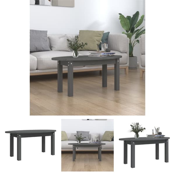 The Living Store sofabord 80x40x35 cm massivt fyrretræ grå -  Sofaborde