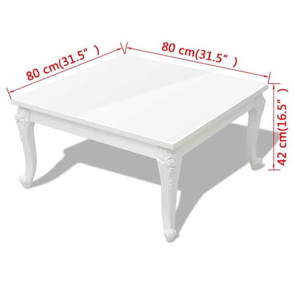 The Living Store sofabord 80x80x42 cm højglans hvid - Sofaborde