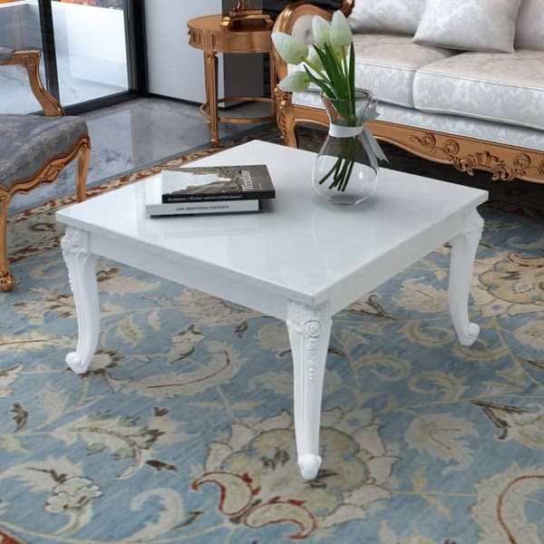 The Living Store sofabord 80x80x42 cm højglans hvid - Sofaborde