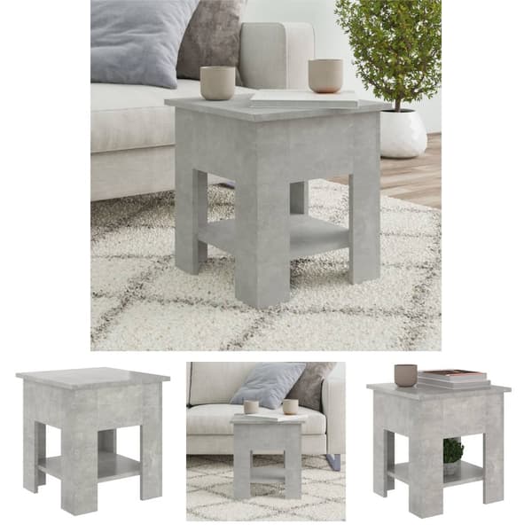The Living Store sofabord 40x40x42 cm konstrueret træ betongrå - Sofaborde