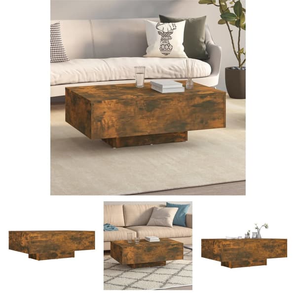 The Living Store sofabord 85x55x31 cm konstrueret træ røget egetræsfarve -  Sofaborde