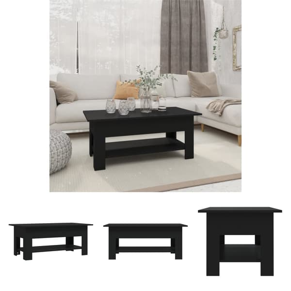 The Living Store Sohvapöytä musta 102x55x42 cm tekninen puu - Kahvipöydät
