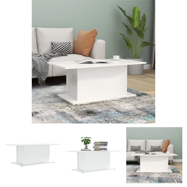 The Living Store Soffbord vit 102x55,5x40 cm spånskiva -  Soffbord