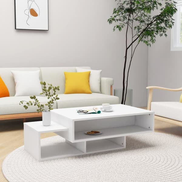 The Living Store Soffbord vit 105x55x32 cm konstruerat trä -  Soffbord