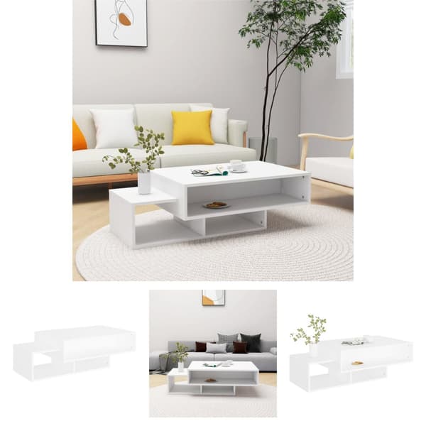 The Living Store Soffbord vit 105x55x32 cm konstruerat trä -  Soffbord