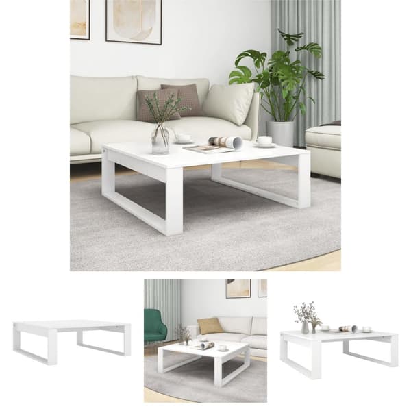 The Living Store Soffbord vit 100x100x35 cm konstruerat trä -  Soffbord