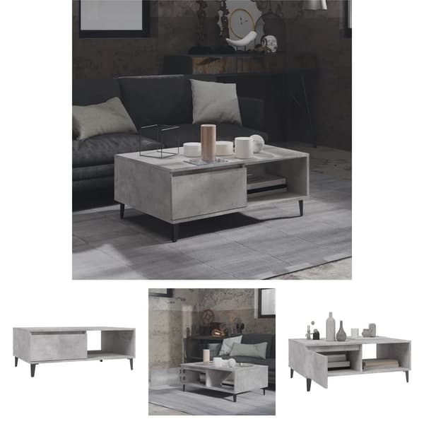 The Living Store Soffbord betonggrå 90x60x35 cm spånskiva -  Soffbord