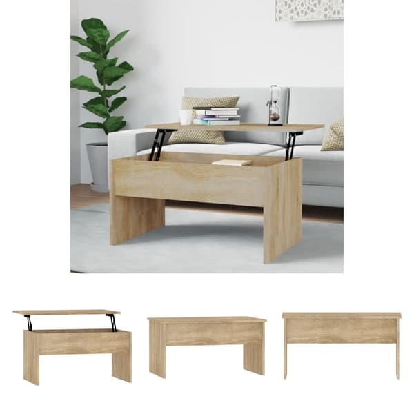 The Living Store Soffbord sonoma-ek 80x50,5x41,5 cm konstruerat trä - Soffbord