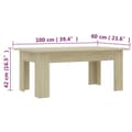 Miniatyrbillede 7 af 7: The Living Store sofabord 100x60x42 cm konstrueret træ sonoma-eg -  Sofaborde