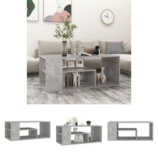 The Living Store sofabord 100x50x40 cm spånplade betongrå - Sofaborde