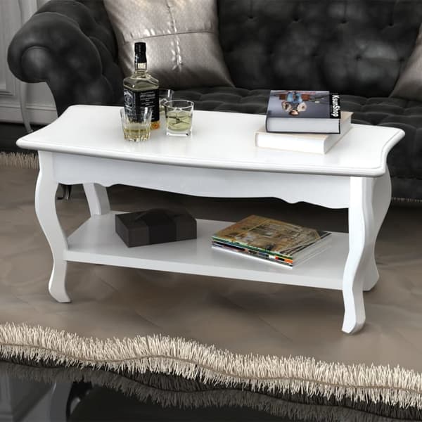 The Living Store Sohvapöytä 2 tasoa MDF valkoinen - Kahvipöydät
