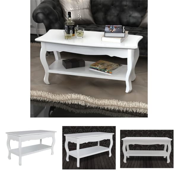 The Living Store Sohvapöytä 2 tasoa MDF valkoinen - Kahvipöydät