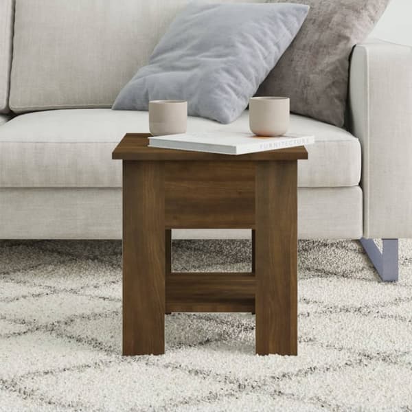 The Living Store Soffbord brun ek 40x40x42 cm konstruerat trä - Soffbord