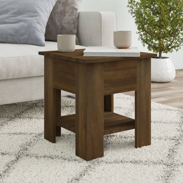 The Living Store Soffbord brun ek 40x40x42 cm konstruerat trä - Soffbord