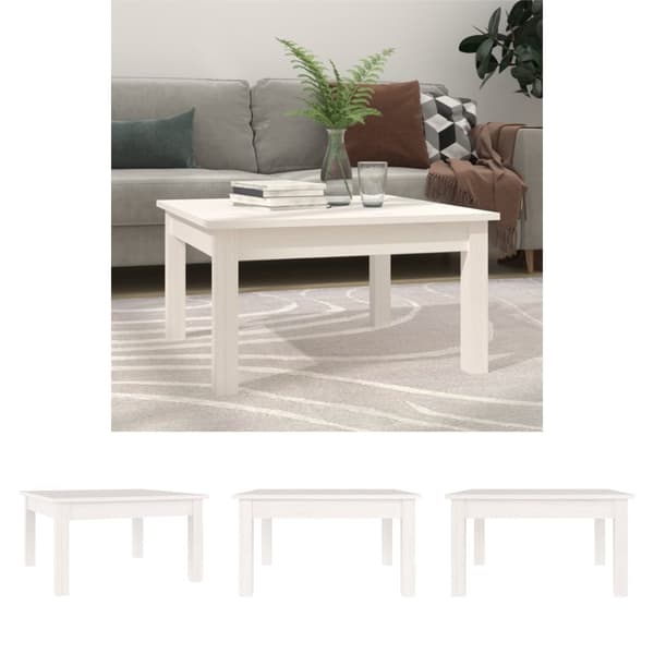 The Living Store Sohvapöytä valkoinen 55x55x30 cm täysi mänty -  Kahvipöydät