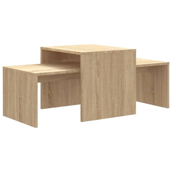 The Living Store sofabordssæt 100x48x40 cm konstrueret træ sonoma-eg - Sofaborde