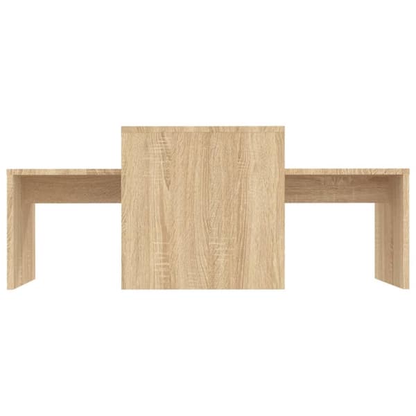 The Living Store sofabordssæt 100x48x40 cm konstrueret træ sonoma-eg - Sofaborde
