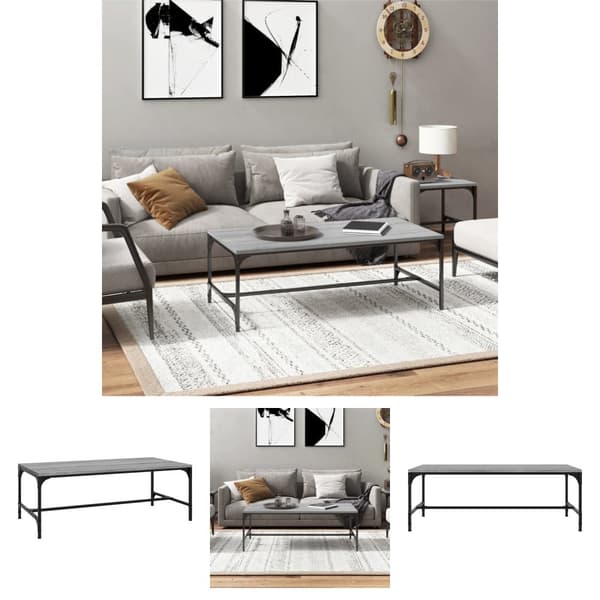 The Living Store sofabord 100x50x35 cm konstrueret træ Grå sonoma-eg -  Sofaborde