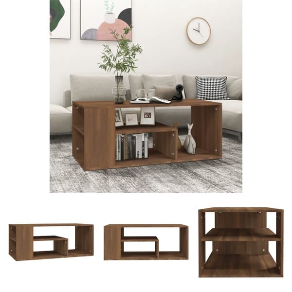 The Living Store Soffbord brun ek 100x50x40 cm konstruerat trä -  Soffbord