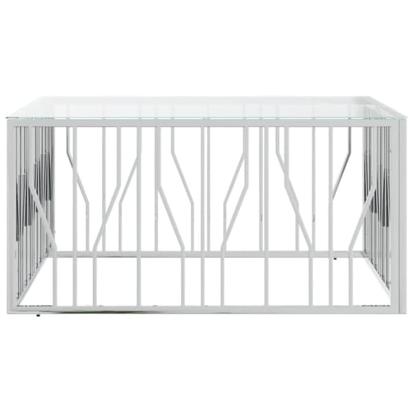 The Living Store Soffbord 100x100x50 cm rostfritt stål och glas - Soffbord