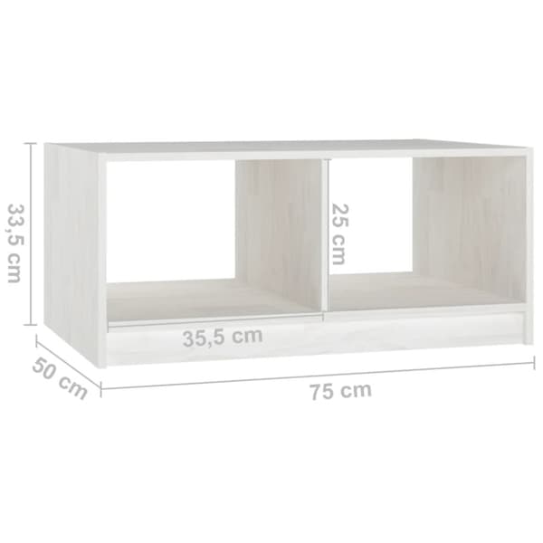 The Living Store sofabord 75x50x33 cm massivt fyrretræ hvid -  Sofaborde