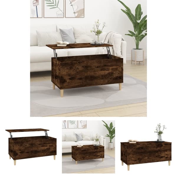 The Living Store sofabord 90x44,5x45 cm konstrueret træ røget egetræsfarve -  Sofaborde