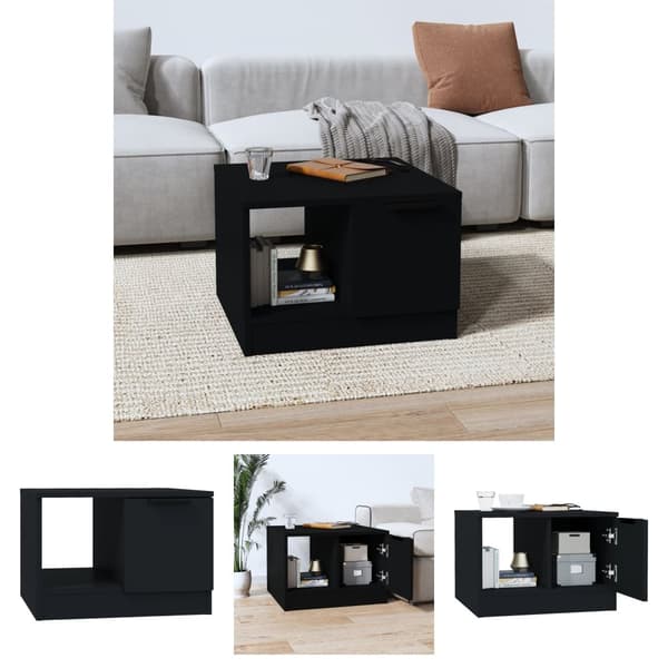 The Living Store sofabord 50x50x36 cm konstrueret træ sort - Sofaborde