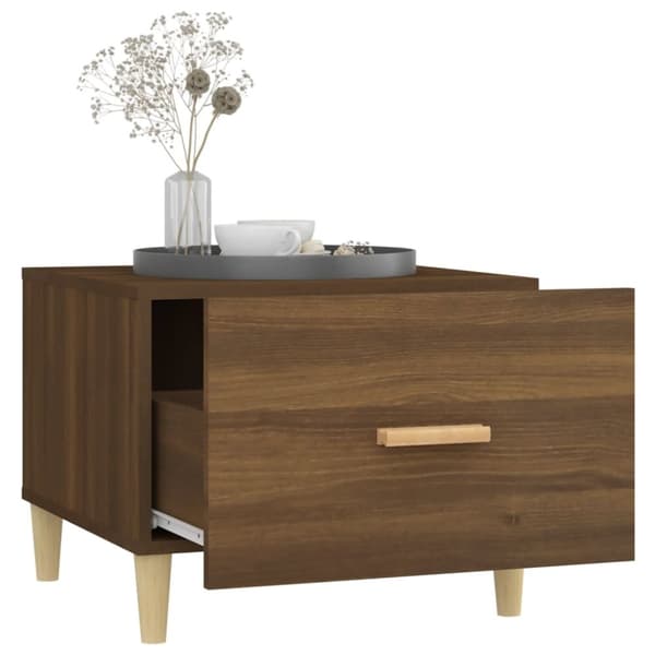 The Living Store Soffbord brun ek 50x50x40 cm konstruerat trä -  Soffbord