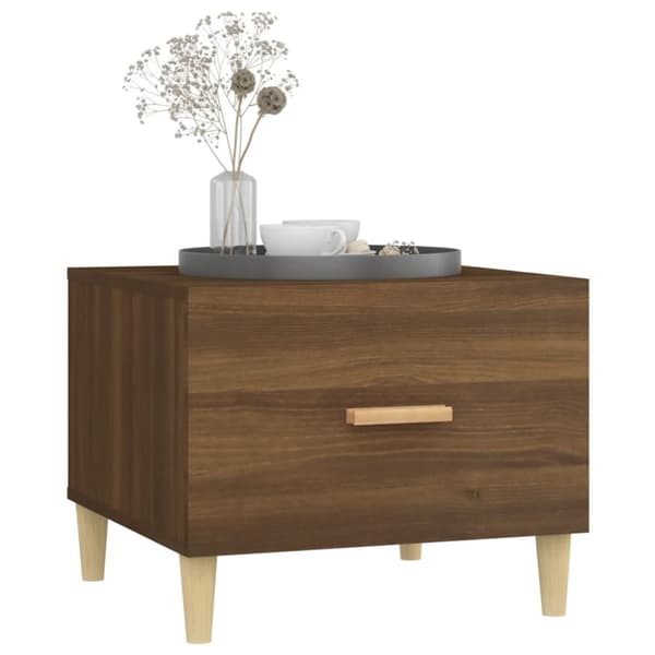 The Living Store Soffbord brun ek 50x50x40 cm konstruerat trä -  Soffbord