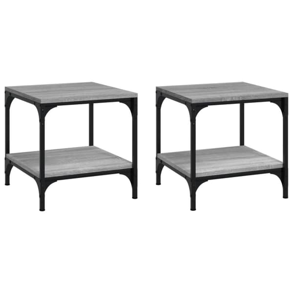 The Living Store sideborde 2 stk. 40x40x40 cm konstrueret træ grå sonoma-eg - Sofaborde