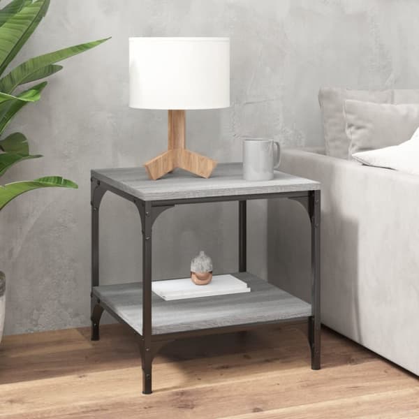 The Living Store sideborde 2 stk. 40x40x40 cm konstrueret træ grå sonoma-eg - Sofaborde
