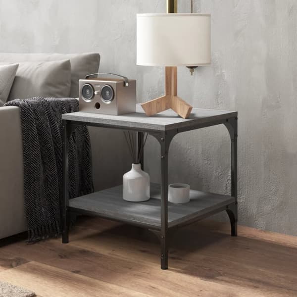 The Living Store sideborde 2 stk. 40x40x40 cm konstrueret træ grå sonoma-eg -  Sofaborde