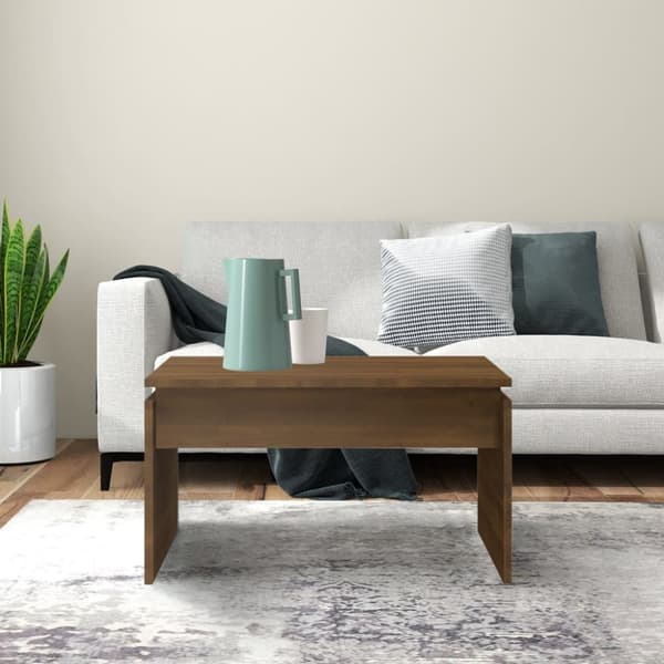 The Living Store Sohvapöytä ruskea tammi 68x50x38 cm tekninen puu - Kahvipöydät